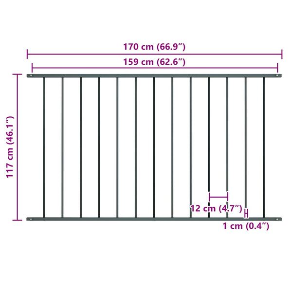Zaunelement Woerden Pulverbeschichteter Stahl 1,7 x 1,17 m Anthrazit