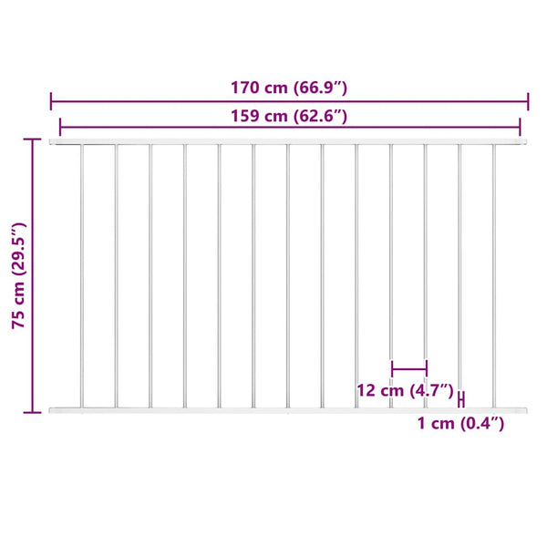 Zaunelement Woerden Pulverbeschichteter Stahl 1,7 x 0,75 m Weiß