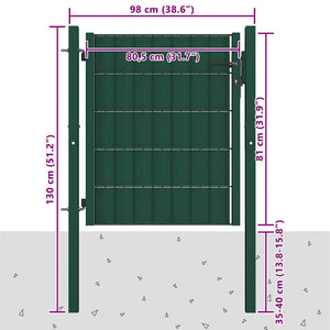 Zauntor aus PVC und Stahl 100 x 81 cm Grün