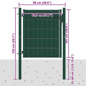 Zauntor aus PVC und Stahl 100 x 100 cm Grün