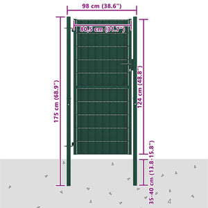 Gartentor aus PVC und Stahl 100 x 124 cm Grün