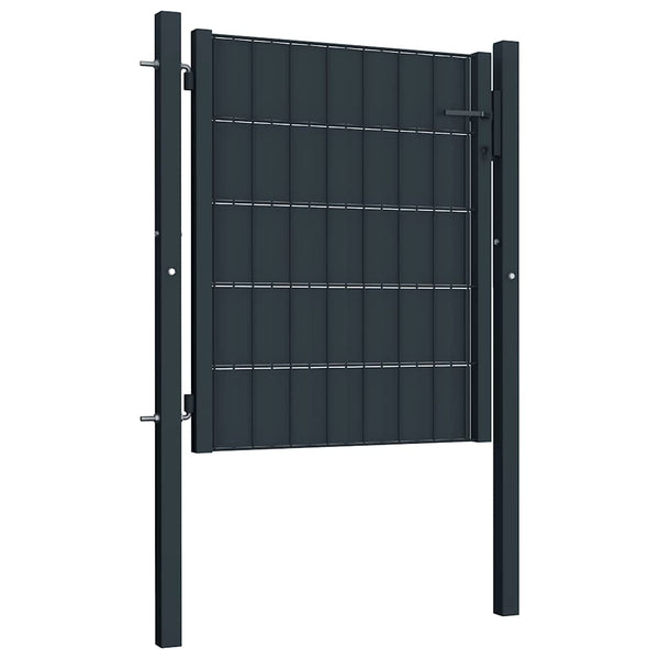 Gartentor aus PVC und Stahl 100 x 81 cm Anthrazit