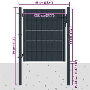 Gartentor aus PVC und Stahl 100 x 81 cm Anthrazit