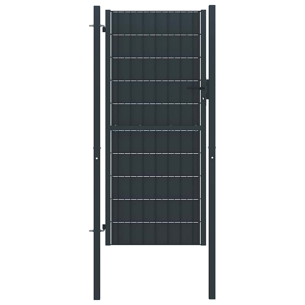 Gartentor aus PVC und Stahl 100 x 124 cm Anthrazit