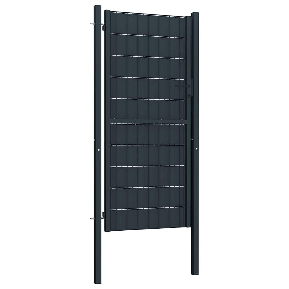 vidaXL Portail de jardin en PVC et acier 100 x 124 cm anthracite