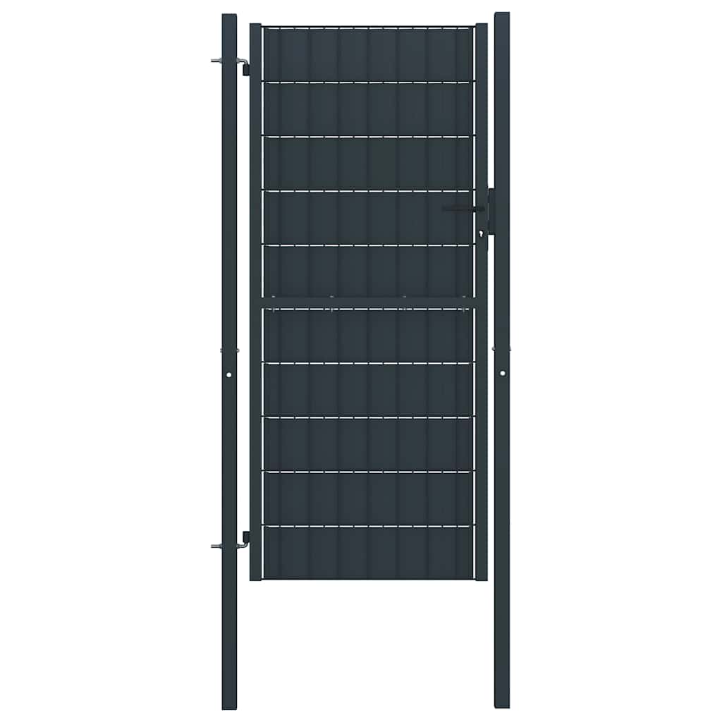 Gartentor aus PVC und Stahl 100 x 164 cm Anthrazit