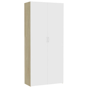 Lagerschrank Weiß Sonoma-Eiche 80x35,5x180 cm