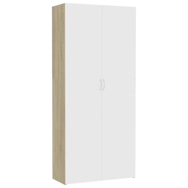 Lagerschrank Weiß Sonoma-Eiche 80x35,5x180 cm