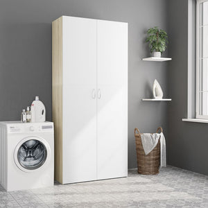 Lagerschrank Weiß Sonoma-Eiche 80x35,5x180 cm