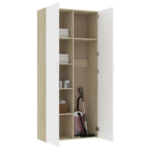 Lagerschrank Weiß Sonoma-Eiche 80x35,5x180 cm