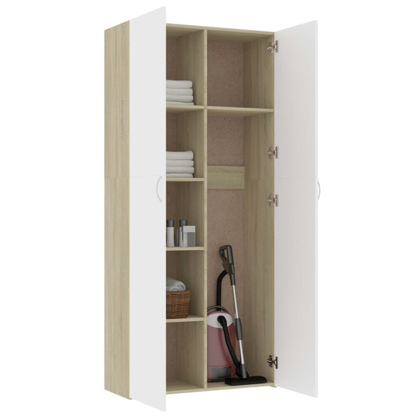 Lagerschrank Weiß Sonoma-Eiche 80x35,5x180 cm