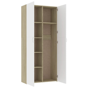 Lagerschrank Weiß Sonoma-Eiche 80x35,5x180 cm