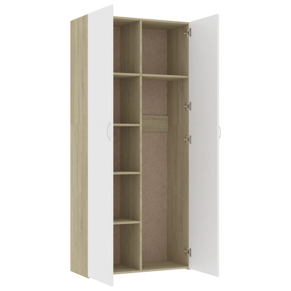Lagerschrank Weiß Sonoma-Eiche 80x35,5x180 cm