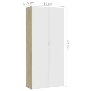 Lagerschrank Weiß Sonoma-Eiche 80x35,5x180 cm
