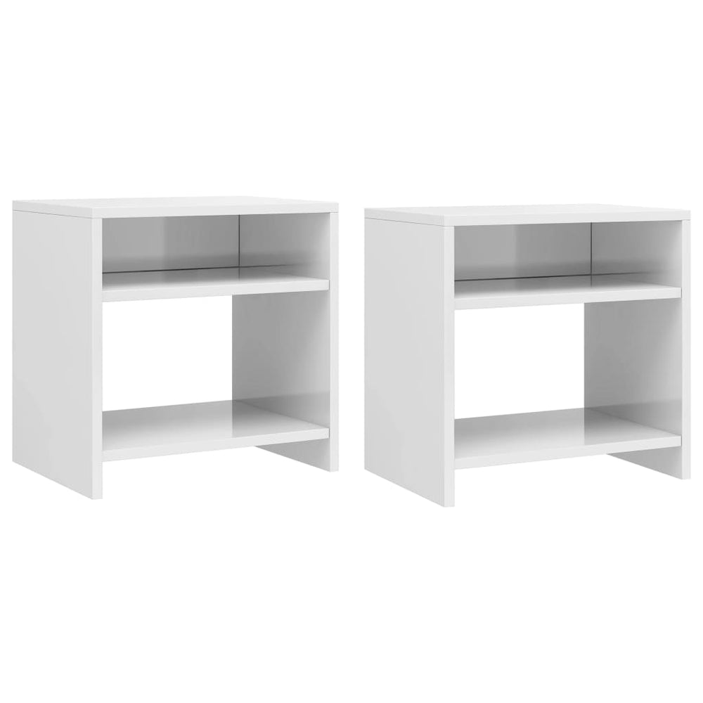 Nachttische Weiß Hochglanz, 2er-Set