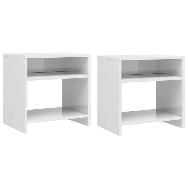 Nachttische Weiß Hochglanz, 2er-Set