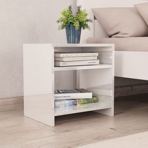 Nachttische Weiß Hochglanz, 2er-Set