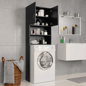 Waschmaschinenschrank Schwarz 64x25,5x190cm