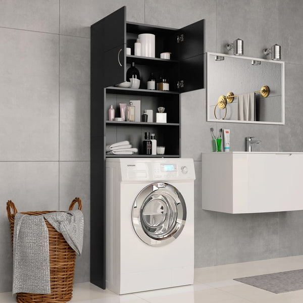 Waschmaschinenschrank Schwarz 64x25,5x190cm