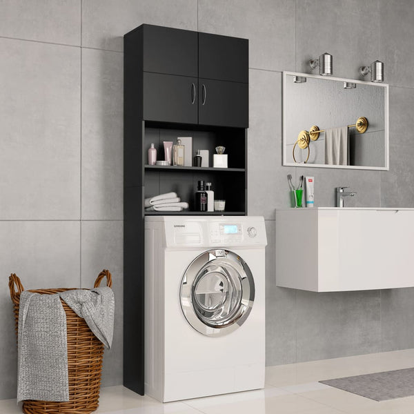 Waschmaschinenschrank Schwarz 64x25,5x190cm