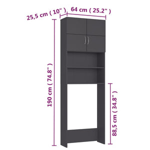 Waschmaschinenschrank Grau 64x25,5x190 cm