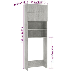 Waschmaschinenschrank Betongrau 64x25,5x190 cm