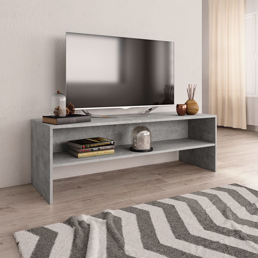 vidaXL Meuble TV gris béton 120x40x40 cm Bois d'ingénierie