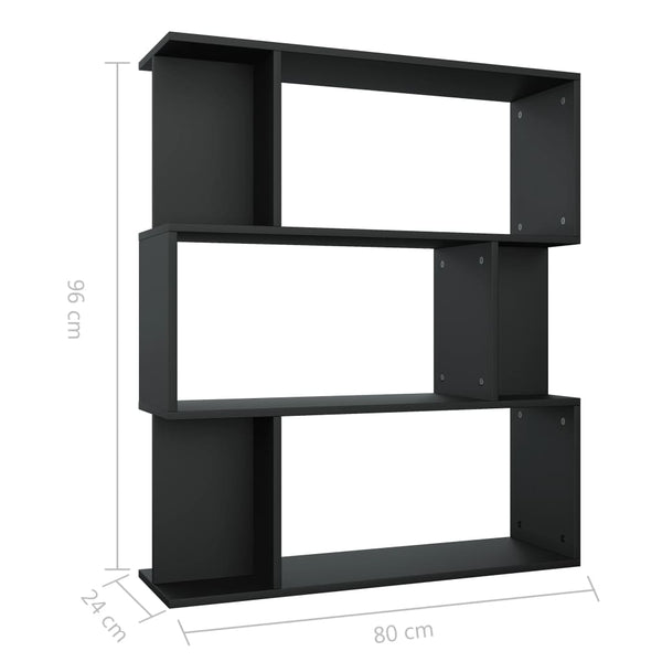 Schwarzes Bücherregal Raumteiler 80x96 cm