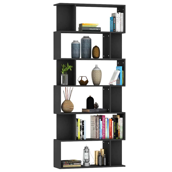 Schwarzes Bücherregal Raumteiler 80x24x192 cm