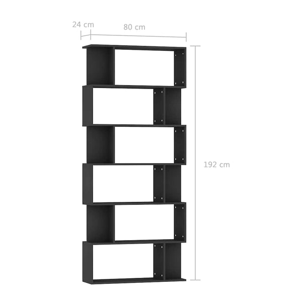 Schwarzes Bücherregal Raumteiler 80x24x192 cm