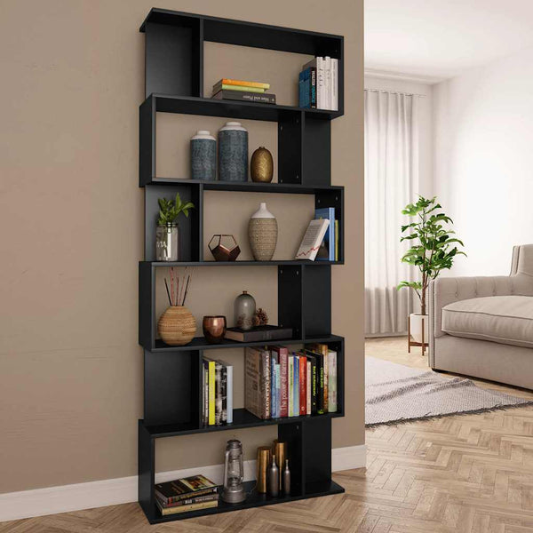Schwarzes Bücherregal Raumteiler 80x24x192 cm