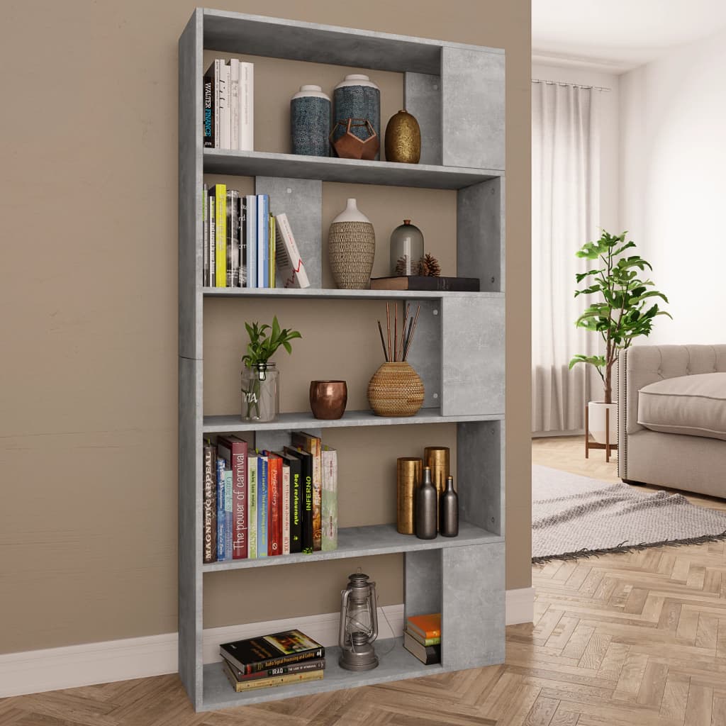 Betongraues Bücherregal 80x24x159 cm