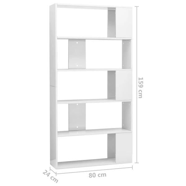 Hochglanz Bücherregal Weiß 80x24x159 cm