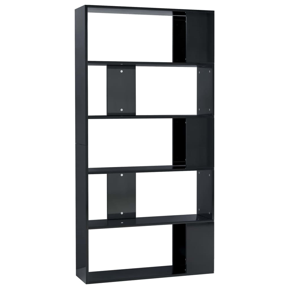 Hochglanz Bücherregal Raumteiler Schwarz 80x24x159cm