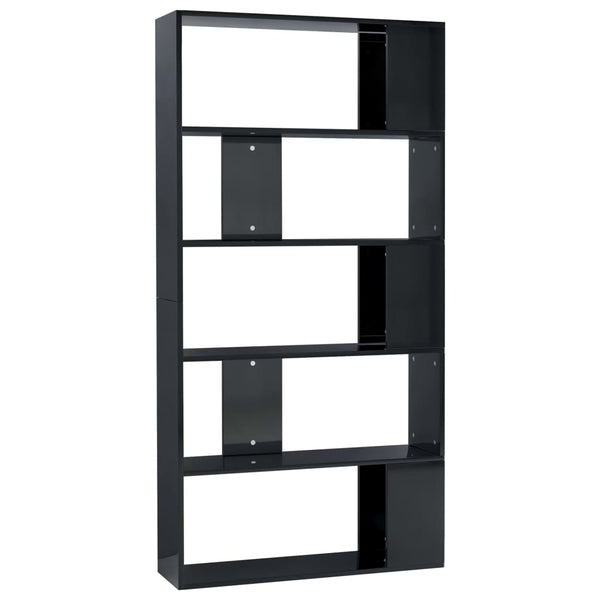 Hochglanz Bücherregal Raumteiler Schwarz 80x24x159cm