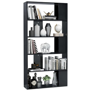 Hochglanz Bücherregal Raumteiler Schwarz 80x24x159cm