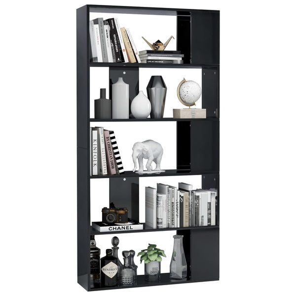 Hochglanz Bücherregal Raumteiler Schwarz 80x24x159cm