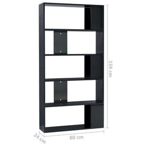 Hochglanz Bücherregal Raumteiler Schwarz 80x24x159cm