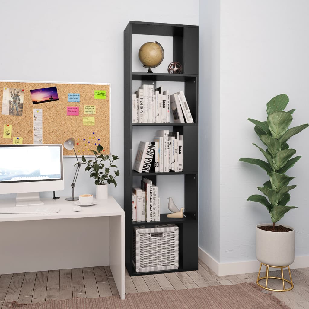 Schwarzes Bücherregal/Raumteiler 45x24x159 cm