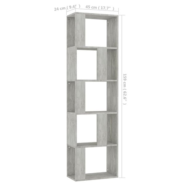 Betongraues Bücherregal/Raumteiler 159cm