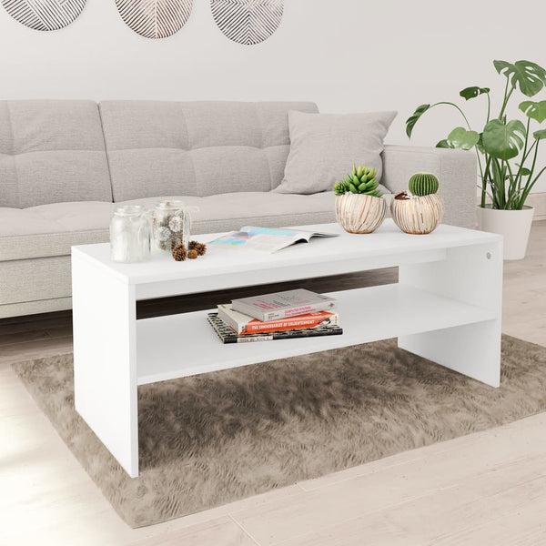 Weißer Couchtisch mit Ablage