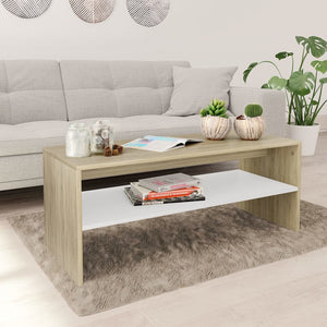 Couchtisch Weiß & Sonoma-Eiche 100x40 cm