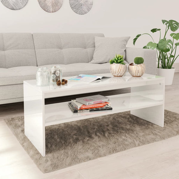 Couchtisch Hochglanz Weiß 100x40 cm