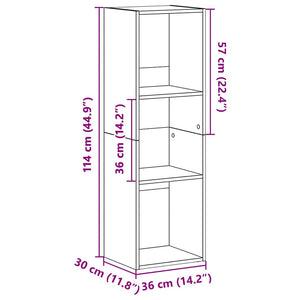 Schwarzes Bücherregal/TV-Schrank 36x30x114 cm