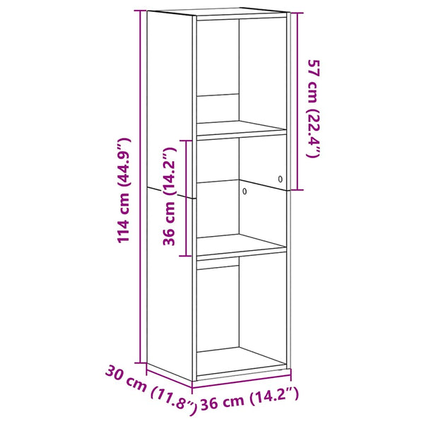 vidaXL Bibliothèque/Meuble TV Gris béton 36x30x114 cm Bois d'ingénierie