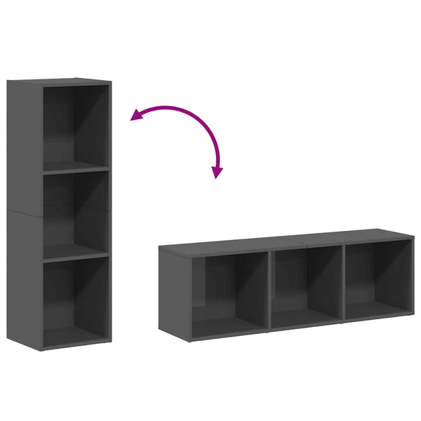 Hochglanz Bücherregal / TV-Schrank Grau