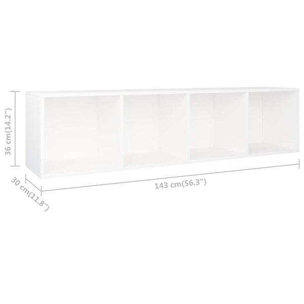 Weißes Bücherregal/TV-Schrank 36x30x143 cm