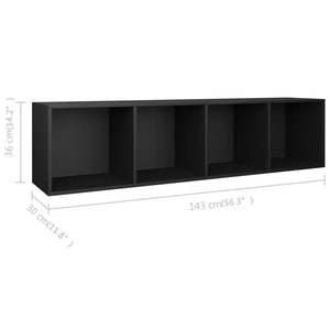 Schwarzes Bücherregal / TV-Schrank 36x30x143cm