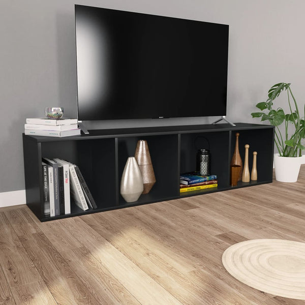 Schwarzes Bücherregal / TV-Schrank 36x30x143cm