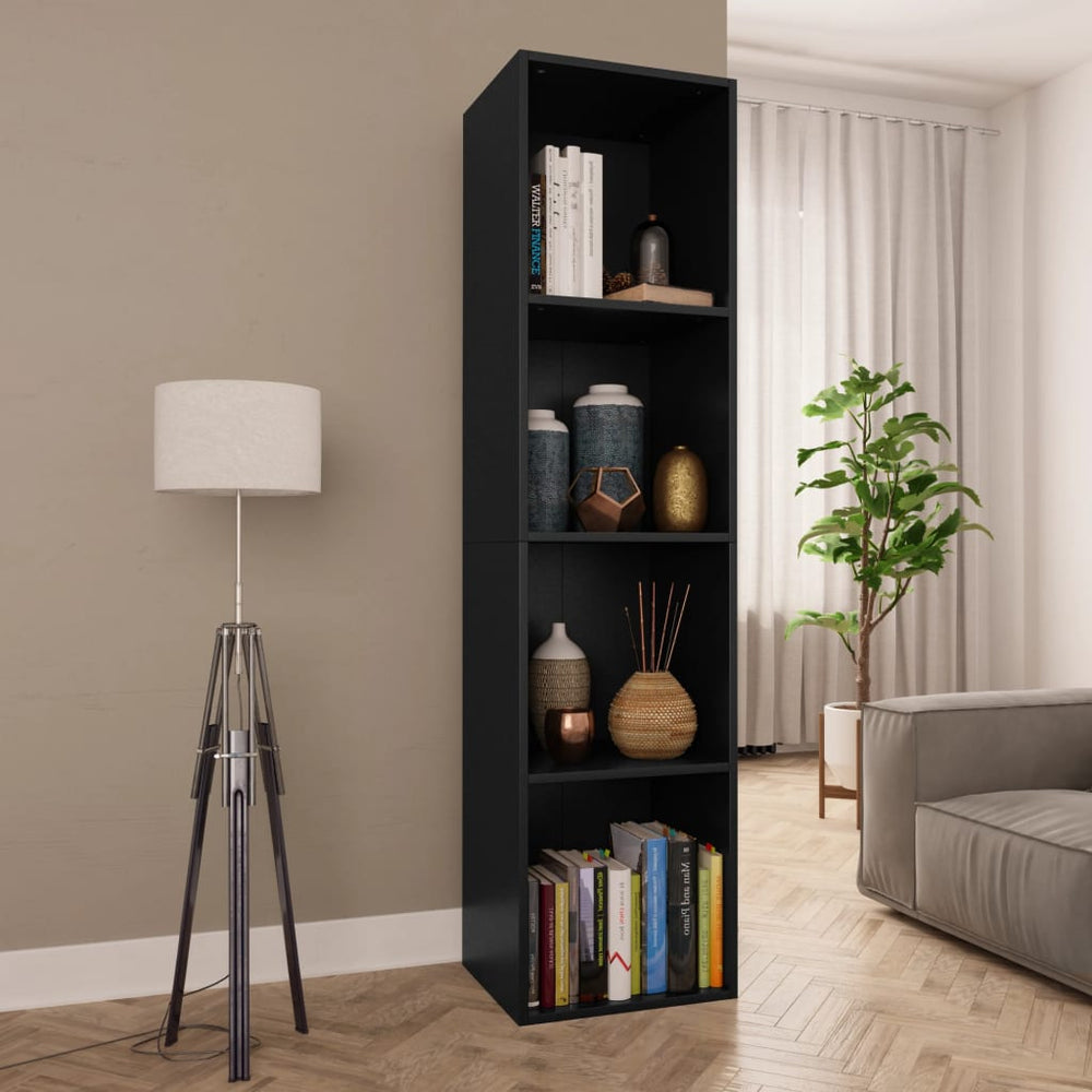 Schwarzes Bücherregal / TV-Schrank 36x30x143cm